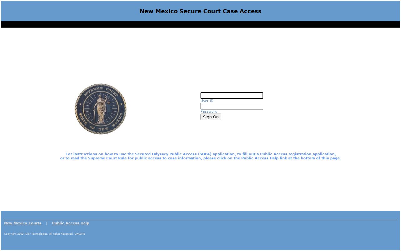 Curry County docket search legacy SOPA access screen
