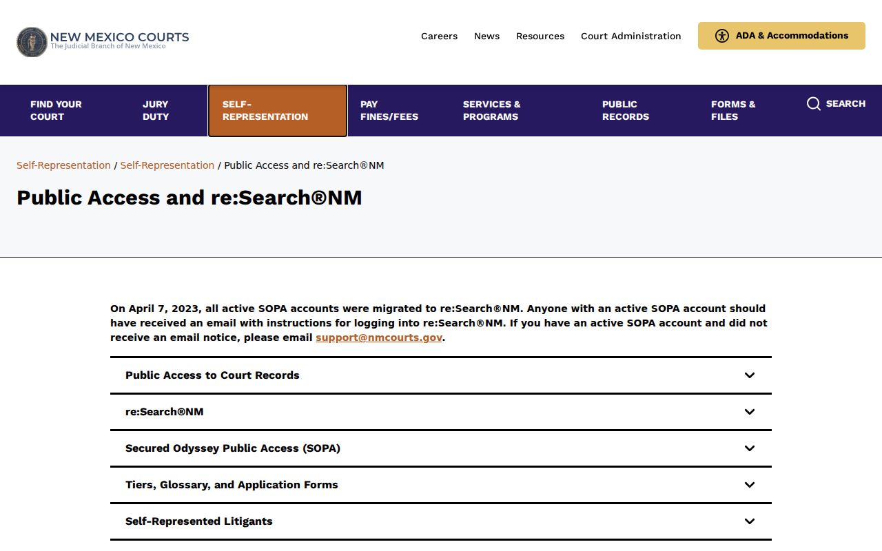 Curry County docket search public access and re:SearchNM guidance