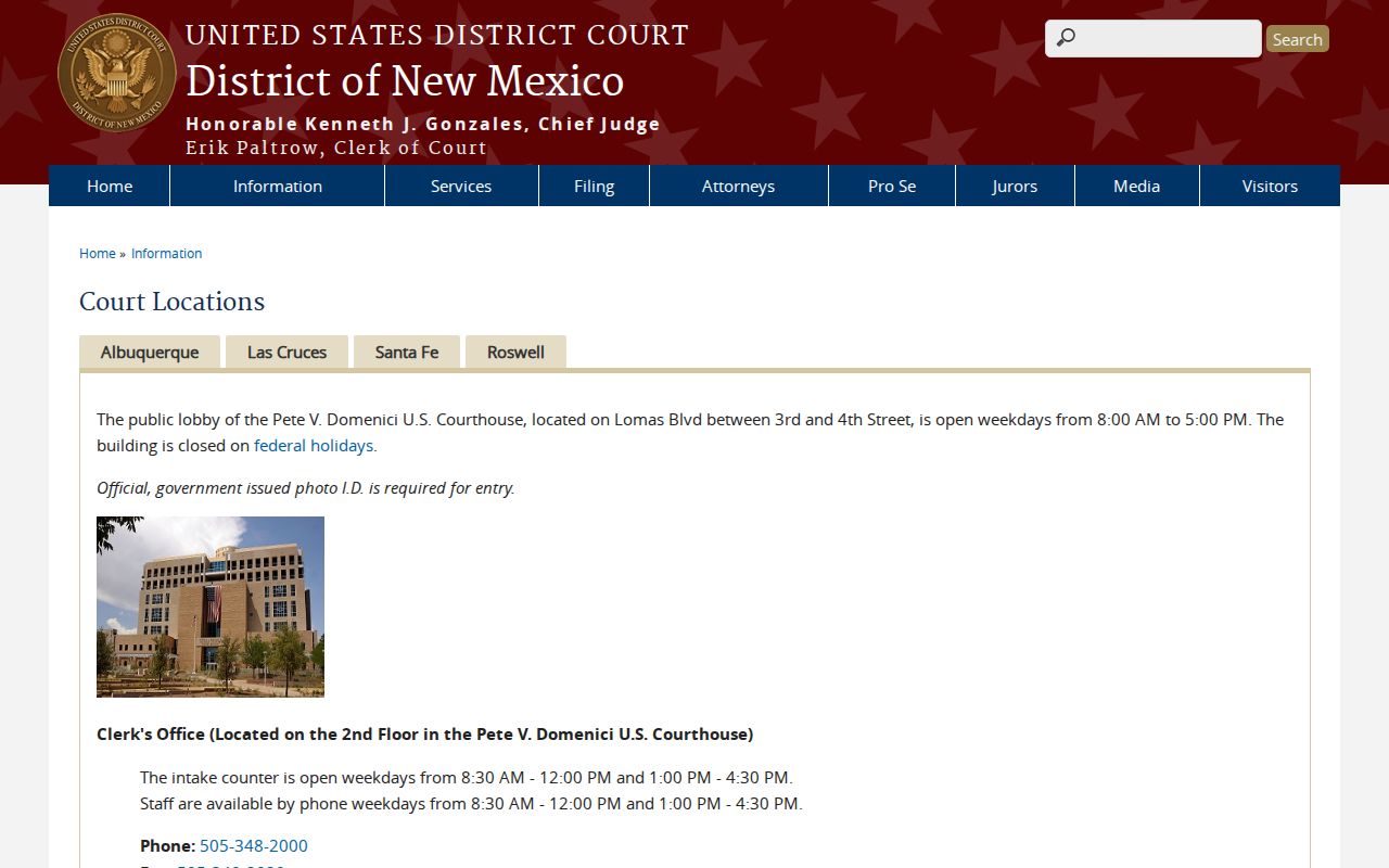 Curry County court records federal court location information