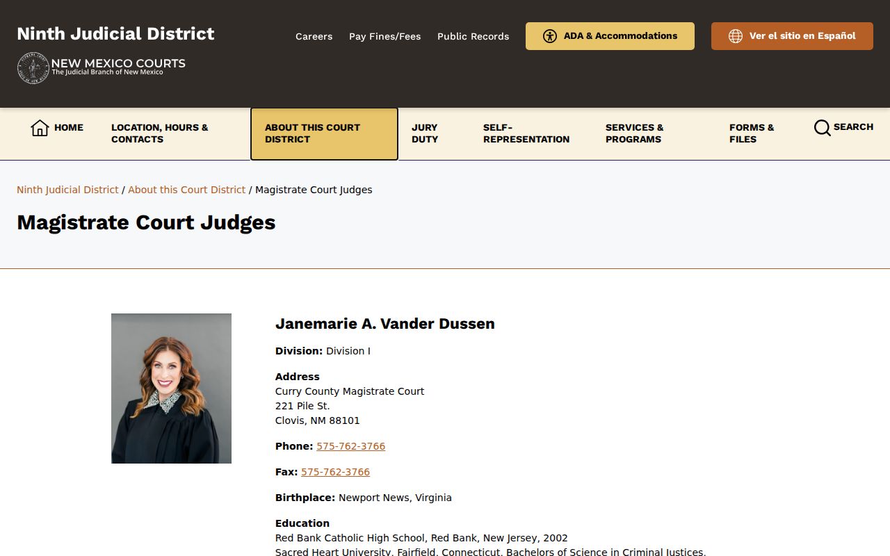 Curry County criminal court docket Magistrate Court judge and contact listing