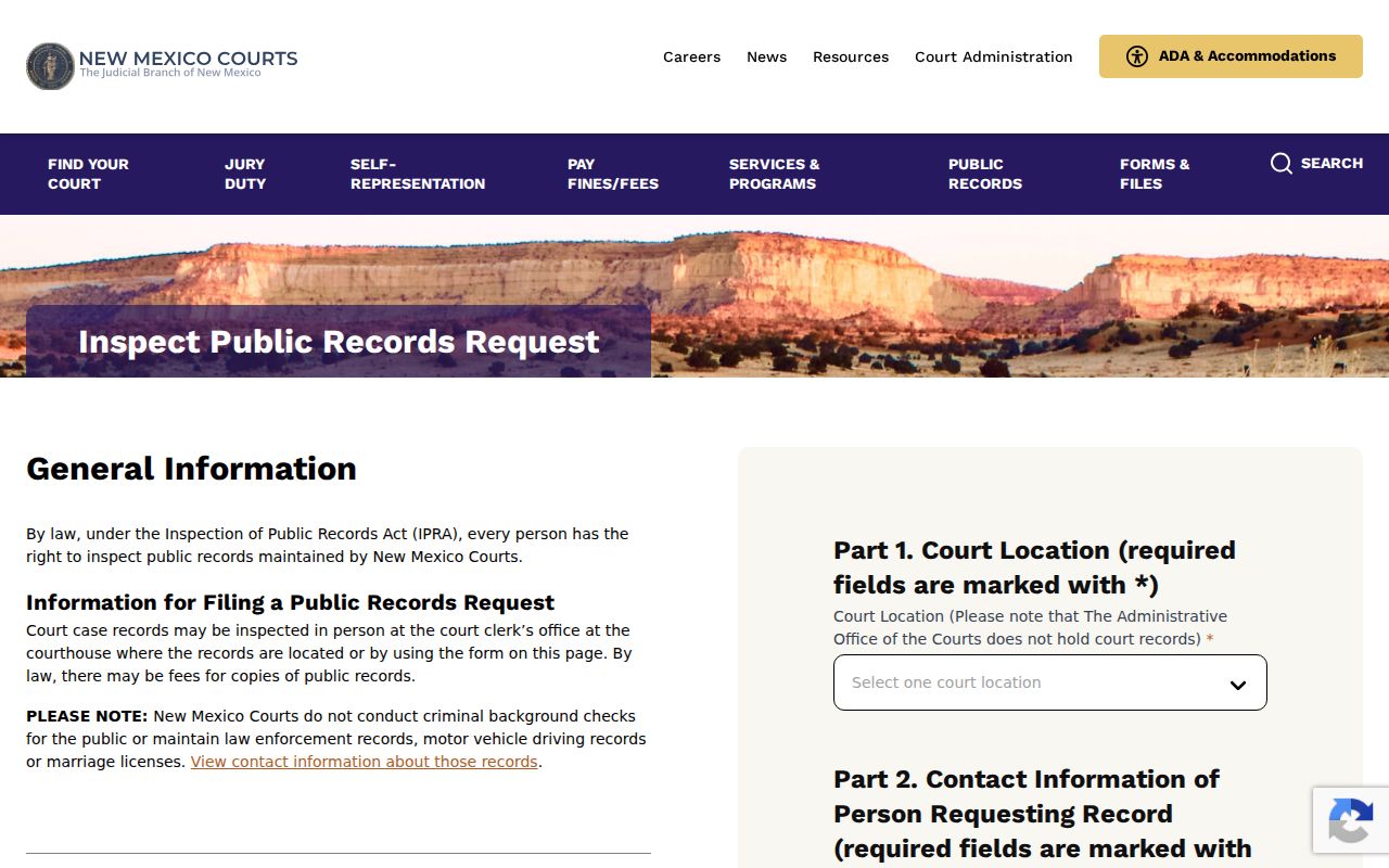 Curry County Grady court records New Mexico IPRA request form