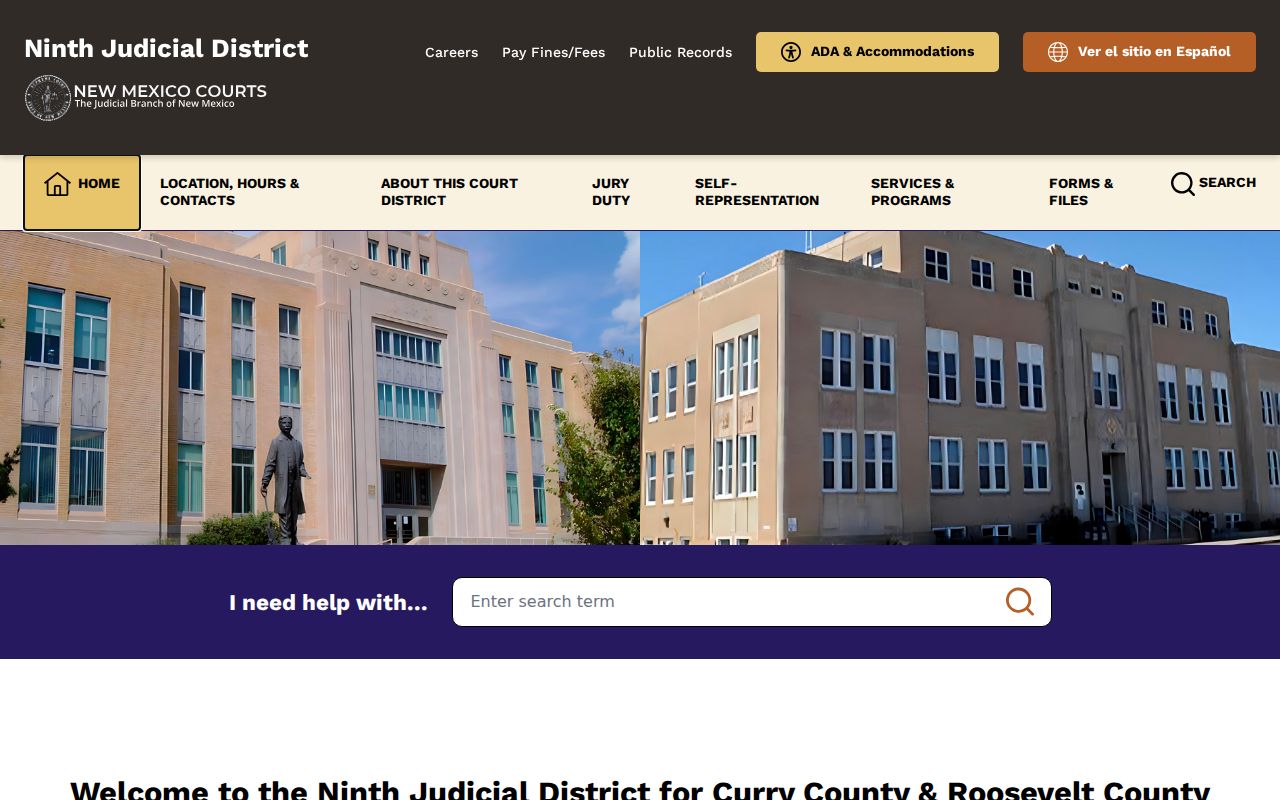 Curry County court docket access through the Ninth Judicial District home page
