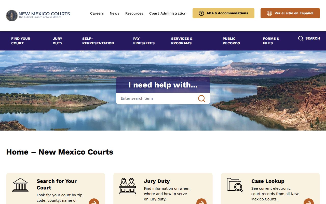 Curry County court docket access through the New Mexico Courts home page