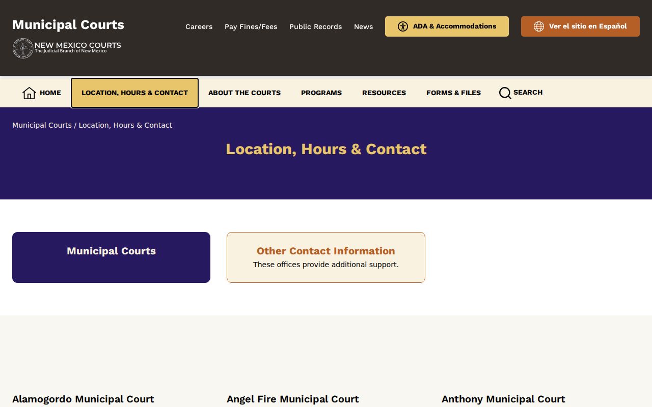 Curry County Texico court records state municipal contact listing
